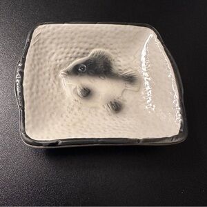 Ceramic Black & White Fish-Shaped trinket Jewelry dish Delicate Collectible Cute